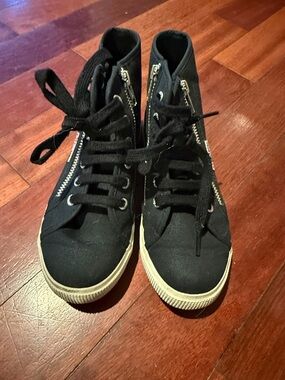 Superga Cotdu Black High-Top Canvas Sneakers with Side Zippers